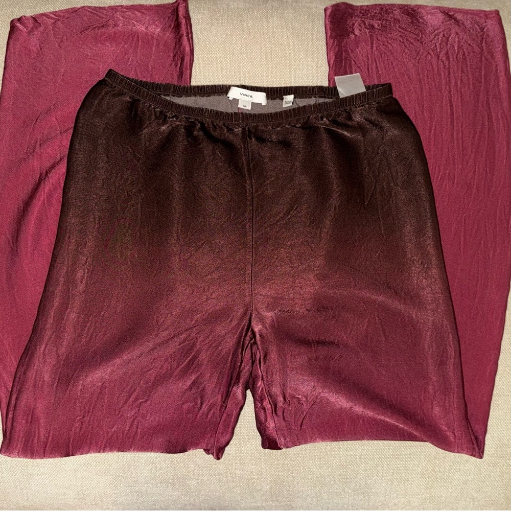 Vince Burgundy Satin Pants